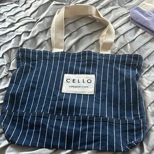 Cello Navy and Cream Striped Tote (Brand New)